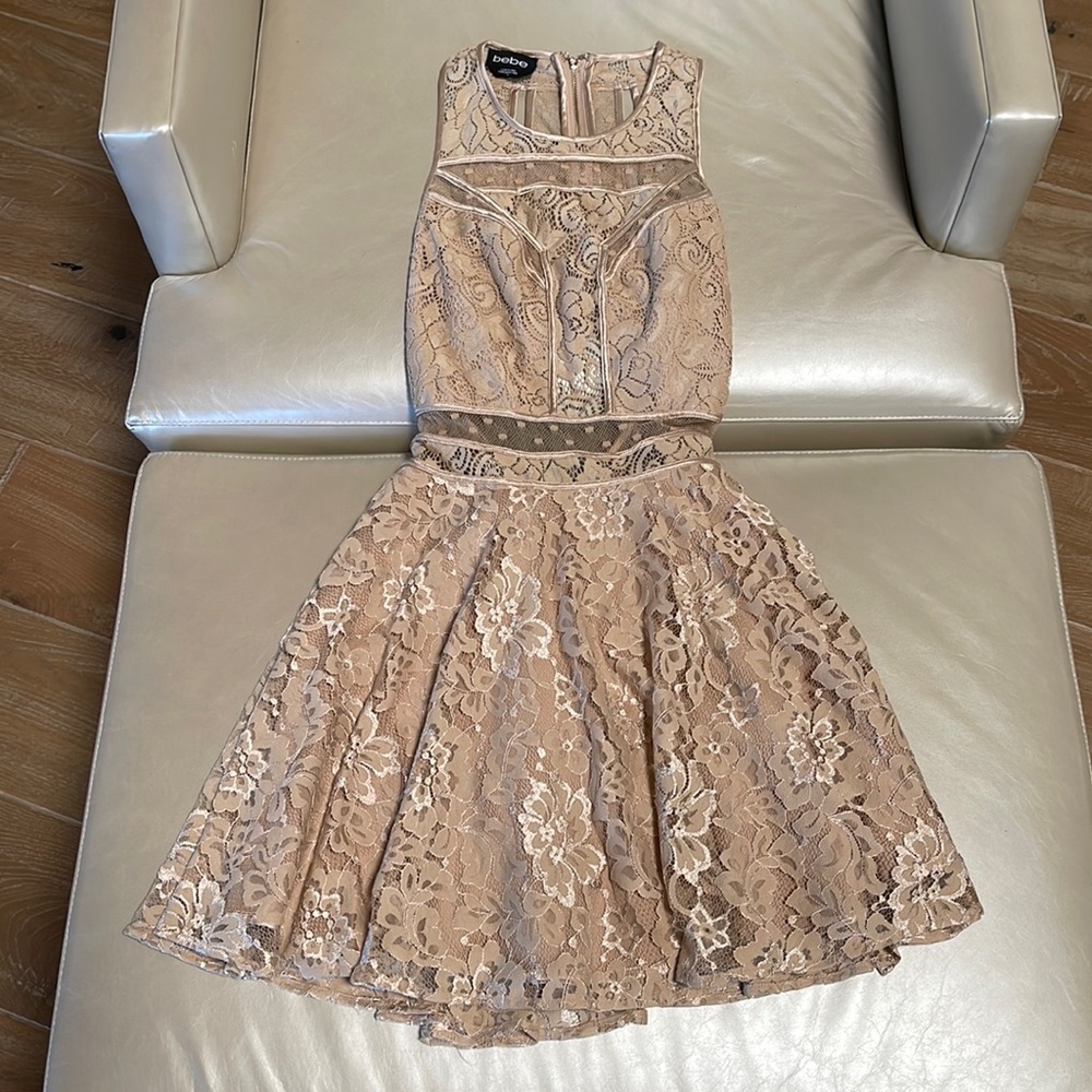 Bebe nude beige lace dress size 4